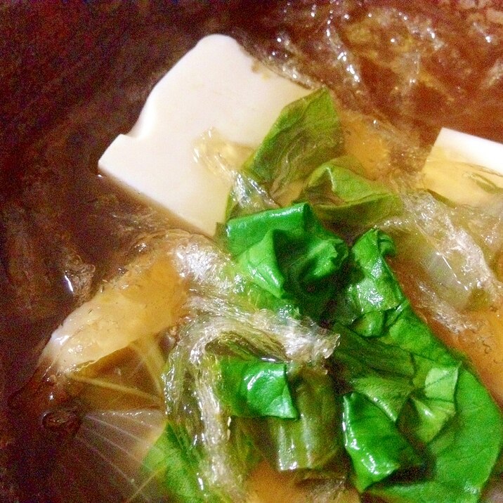ヘルシー「糸寒天×豆腐×小松菜のダイエットスープ」